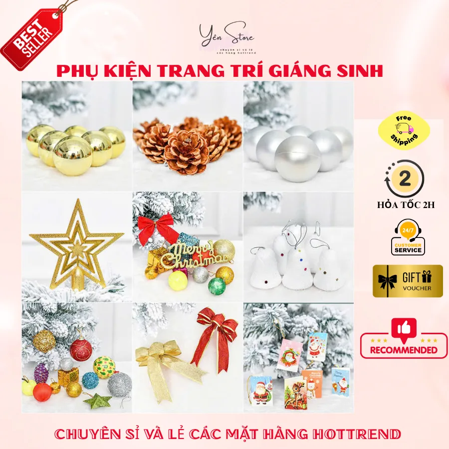 Phụ Kiện Trang Trí Giáng Sinh, Phụ Kiện Trang Trí Cây Thông Noel,Phụ Kiện Làm Cây Thông Giáng Sinh